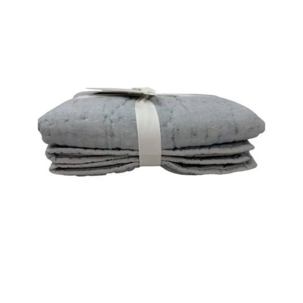 Pottery Barn Cloud Linen Cotton Quilted King Size Sham Chambray NEW WITH TAGS